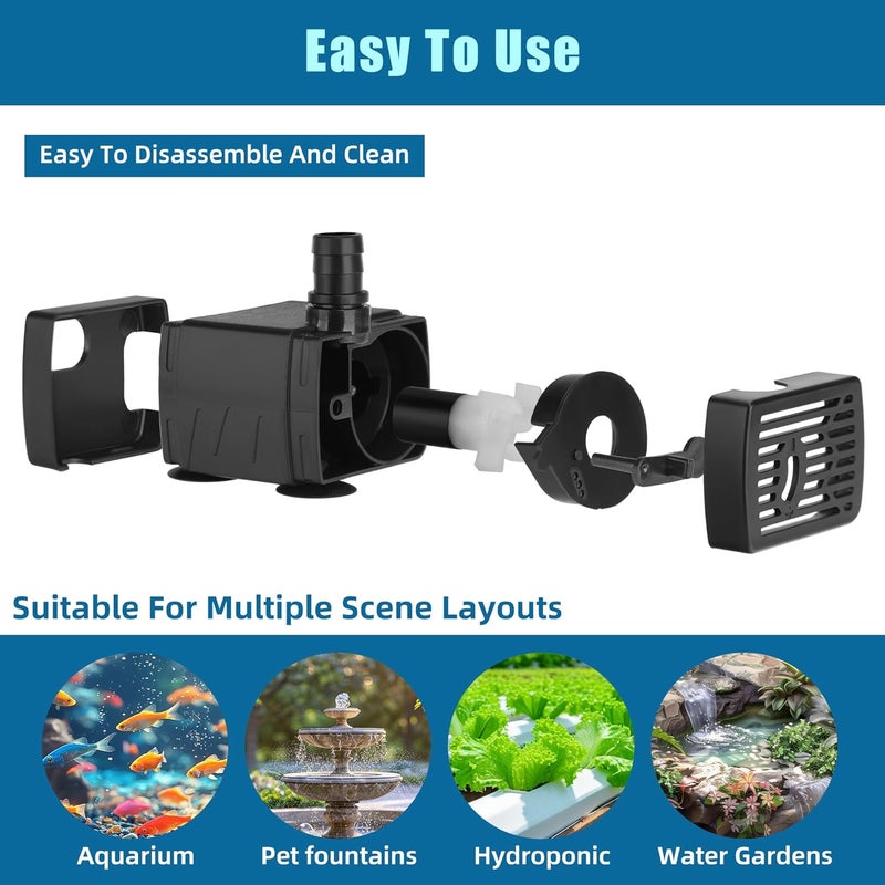 DATOO مضخة مياه USB 5V DC لحوض السمك 3W مضخة مياه غاطسة صغيرة مع أنابيب ووظيفة ضبط التدفق مضخة نافورة صغيرة لنافورة الحيوانات الأليفة حوض السمك الزراعة المائية نافورة سطح المكتب 190 لتر/ساعة - Image 5